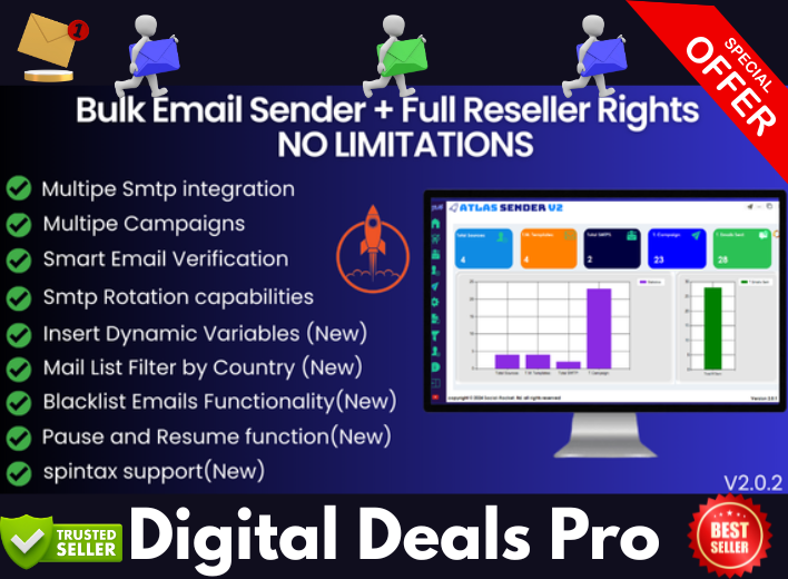 Atlas Sender v2 – Bulk Email Sender Using Unlimited SMTP [Full Reseller Rights]